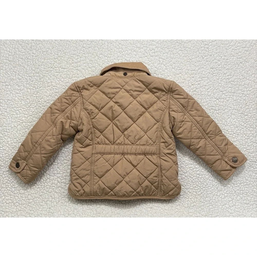Baby Gap Quilted Corduroy Trim Barn Jacket Toddler Size 4T Tan Camel Girl Chore‎